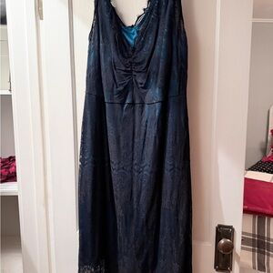 Lane Bryant Teal and Navy Lace Dress